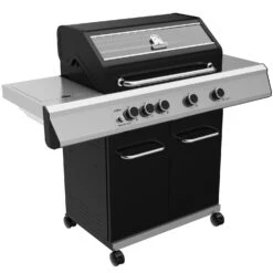 Grillfürst G410G 4-Brenner Gasgrill Mit Hochtemperaturbrenner Und Gusseisen Rosten - X-DEAL Inkl. Zubehörpaket -Rosles Der Grill Geschaft Grillfuerst Gasgrill G410G seitlich