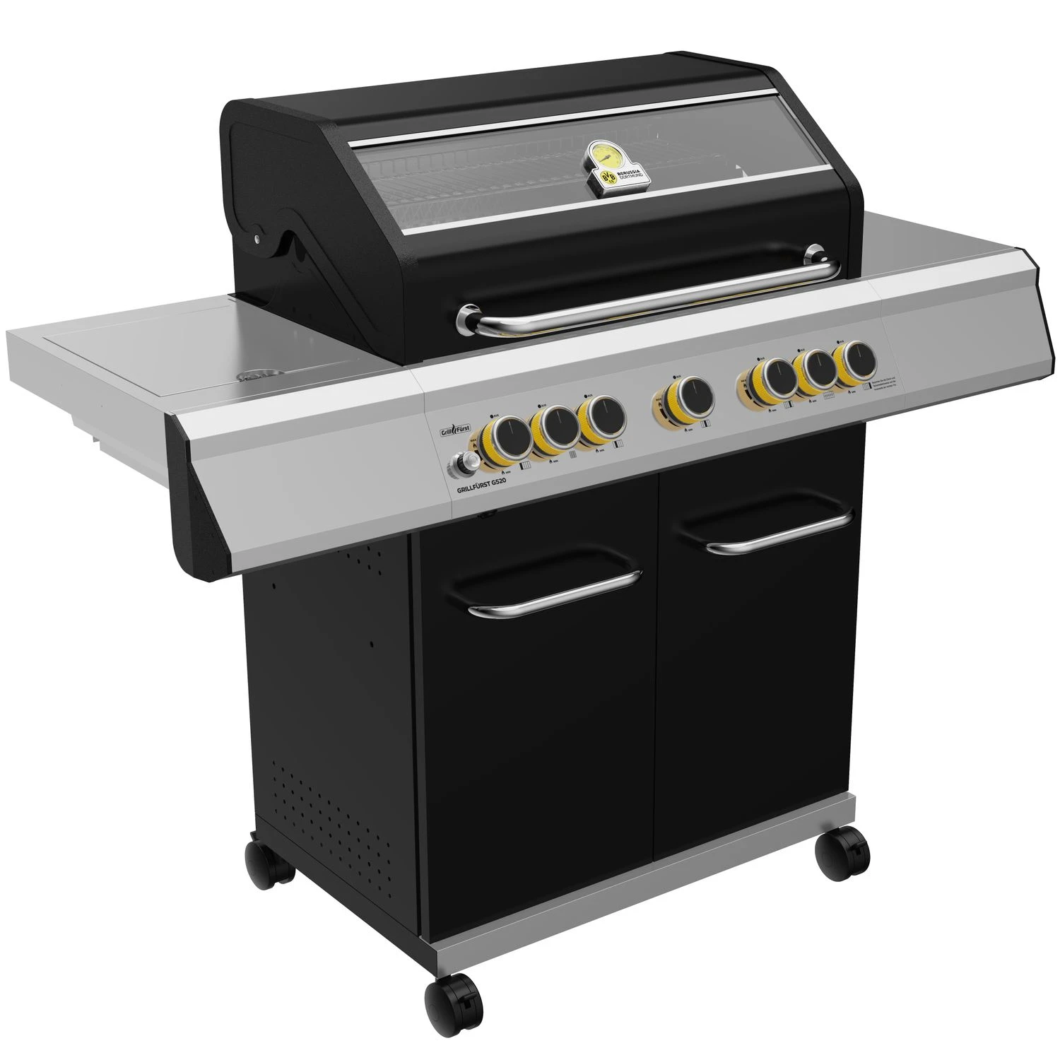 Grillfürst G520G 5-Brenner Gasgrill Borussia Dortmund Edition Mit Hochtemperaturbrenner, Heckbrenner Und Gusseisen Rosten 4 Grillfürst G520G 5-Brenner Gasgrill Borussia Dortmund Edition Mit Hochtemperaturbrenner, Heckbrenner Und Gusseisen Rosten - Image 2