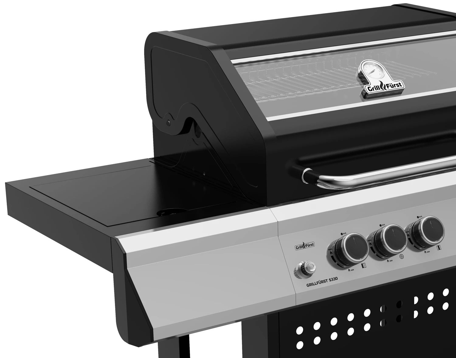Grillfürst S330G 3-Brenner Gasgrill Mit Seitenkocher Und Gusseisen Rosten Inkl. Abdeckhaube 5 Grillfürst S330G 3-Brenner Gasgrill Mit Seitenkocher Und Gusseisen Rosten Inkl. Abdeckhaube - Image 3