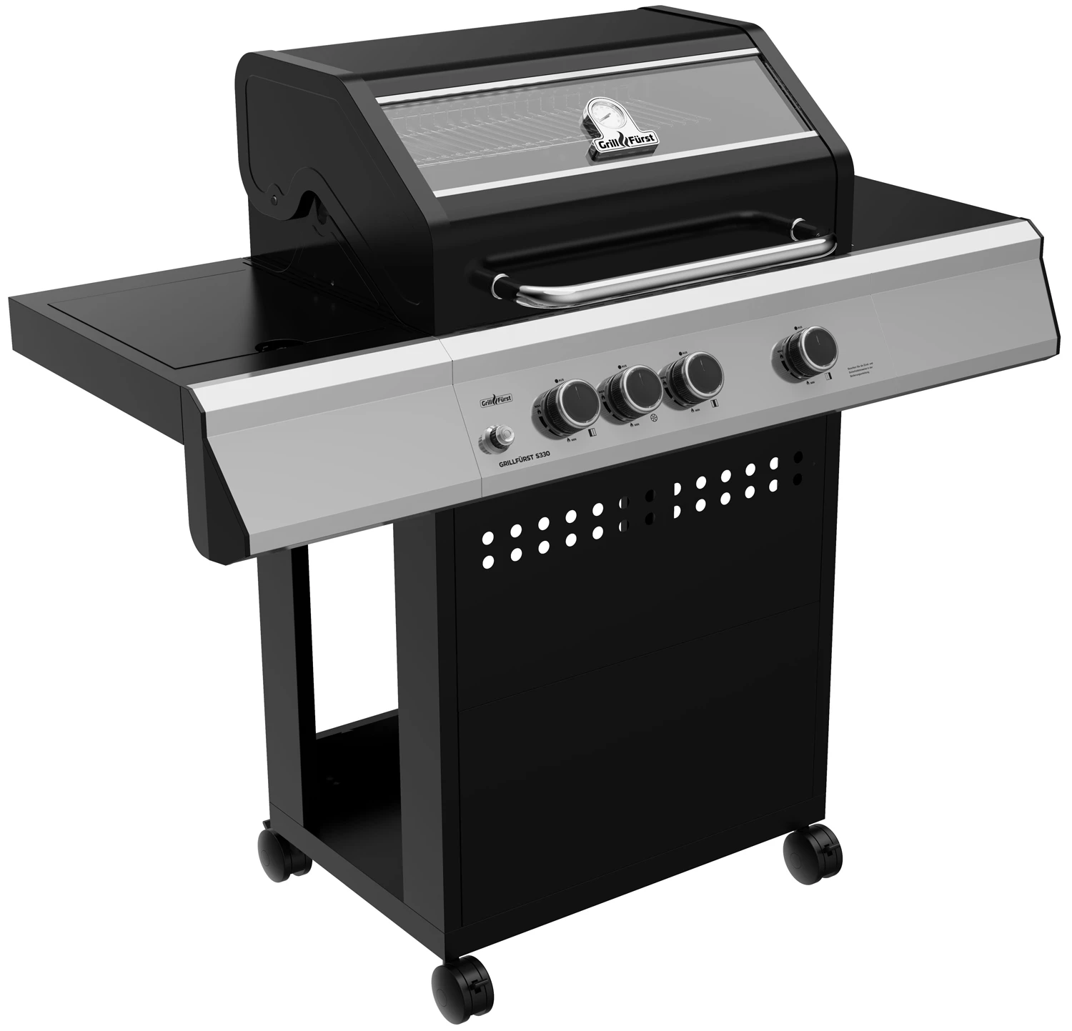 Grillfürst S330G 3-Brenner Gasgrill Mit Seitenkocher Und Gusseisen Rosten Inkl. Abdeckhaube 4 Grillfürst S330G 3-Brenner Gasgrill Mit Seitenkocher Und Gusseisen Rosten Inkl. Abdeckhaube - Image 2