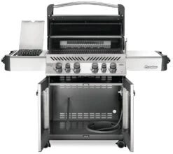 Napoleon Prestige 500 Edelstahl Gasgrill - Mit Safety Glow - X-DEAL Inkl. Grillthermometer, Schneidebrett Und Windschild Für SIZZLE ZONE -Rosles Der Grill Geschaft Napoleon Prestige 500 Gasgrill Edelstahl open 1