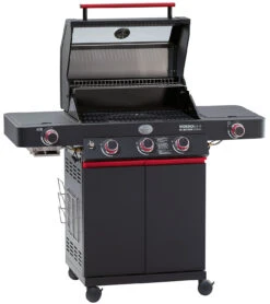 Rösle Videro G3-S VARIO+ Schwarz Gasgrill - FC Bayern Edition - Inkl. FC Bayern Abdeckhaube, Barbecue Grillzange Und Burgerpresse -Rosles Der Grill Geschaft Roesle Videro G3 S FC Bayern Deckel offen