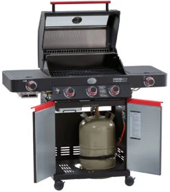 Rösle Videro G3-S VARIO+ Schwarz Gasgrill - FC Bayern Edition - Inkl. FC Bayern Abdeckhaube, Barbecue Grillzange Und Burgerpresse -Rosles Der Grill Geschaft Roesle Videro G3 S FC Bayern Unterschrank offen
